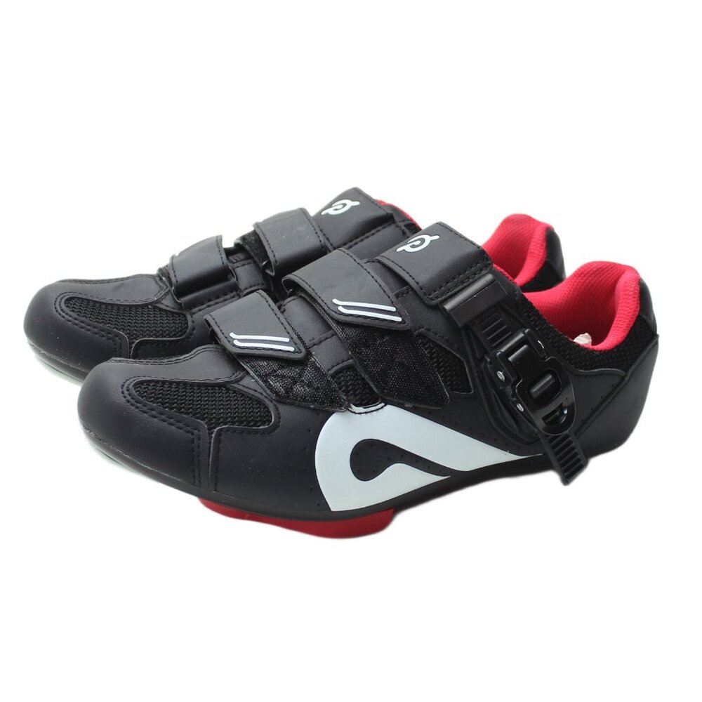 Peloton Black Cycling Shoes with White and Red Accents
